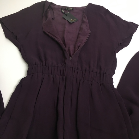 Massimo Dutti Short Sleeve V-Neck Purple Jumpsuit - Picture 8 of 13